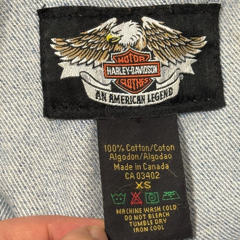 Harley Davidson Denim Jean Levi Motorcycle Vest Biker Blue Size XS Ladies Womans - Picture 8 of 9